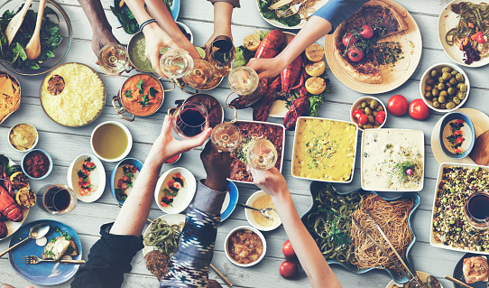 Friends Happiness Enjoying Dinning Eating Concept